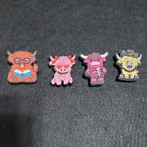 Cute Highland Cow Croc Charm Set
